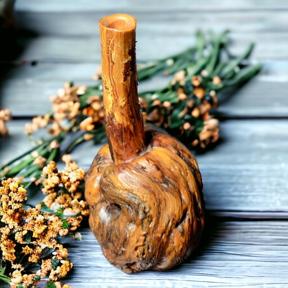 Artisan Carved Wooden Vase | Sculpture - Picture 4 of 9